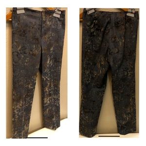 Petite Multicolored pants size 8 Petite Company Ellen Tracy Flocked Dark Gray